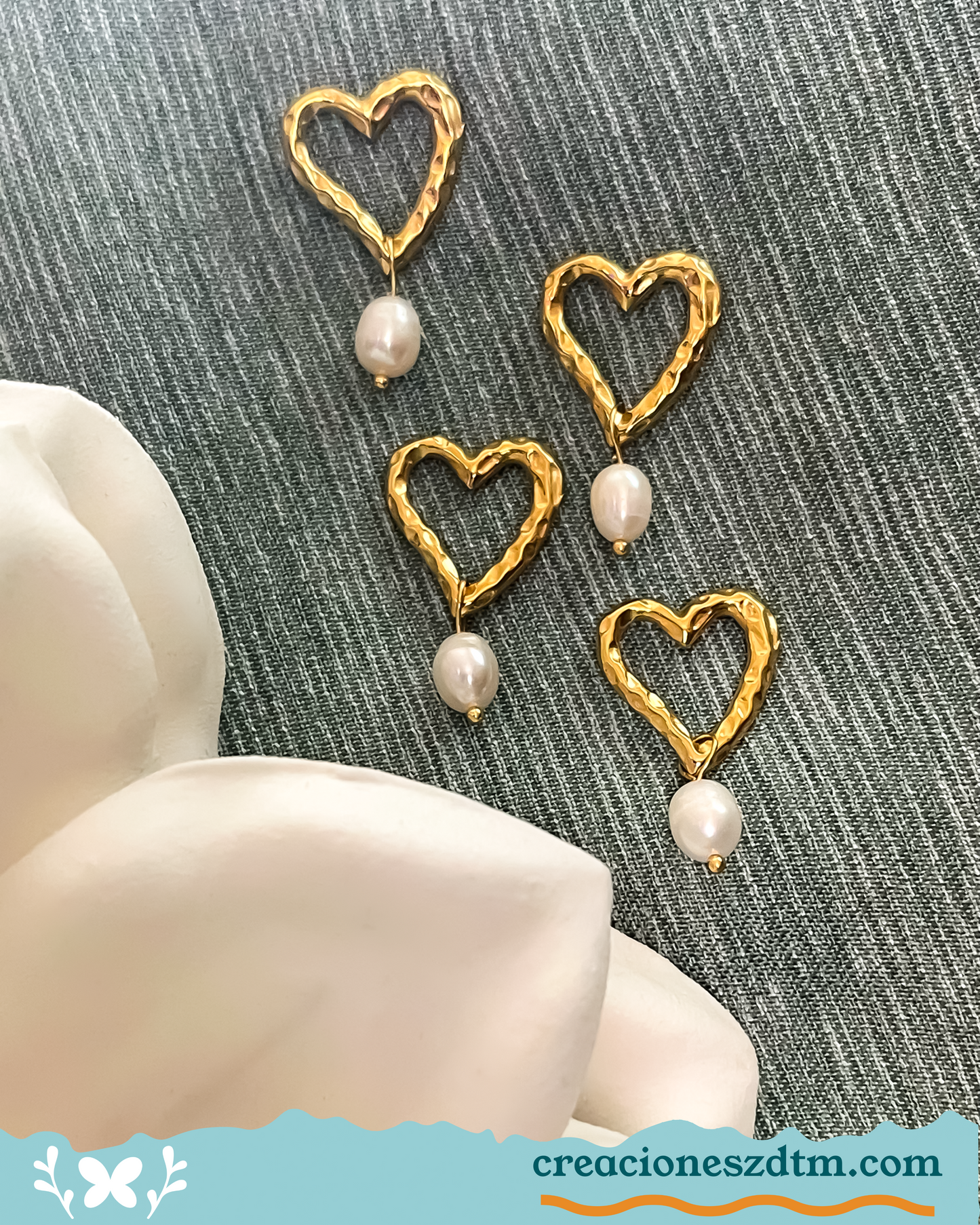 Heart with Pearl Earring - Creaciones ZDTM